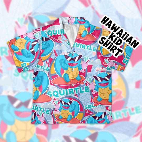 Squirtle Fun Ice Blue Pattern Hawaiian shirt, Anime