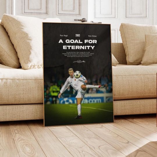 Zinedine Zidane 2002 Volley Inspired Poster, France Poster, Mid-Century Modern, Uni Dorm Room, Sports Bedroom Posters