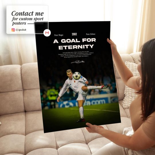 Zinedine Zidane 2002 Volley Inspired Poster, France Poster, Mid-Century Modern, Uni Dorm Room, Sports Bedroom Posters