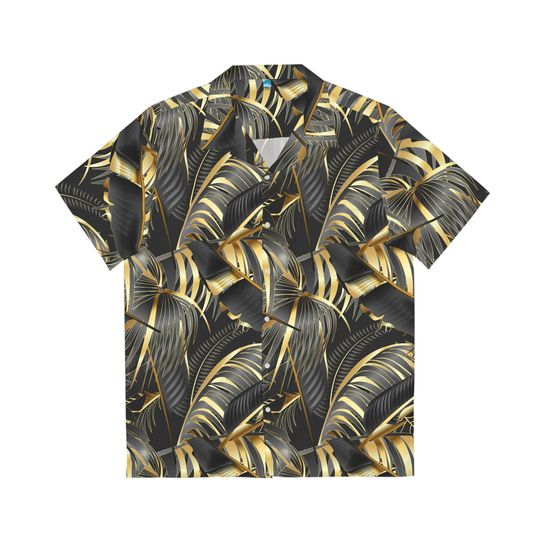 Hawaiian Style Black and Gold Men's Shirt