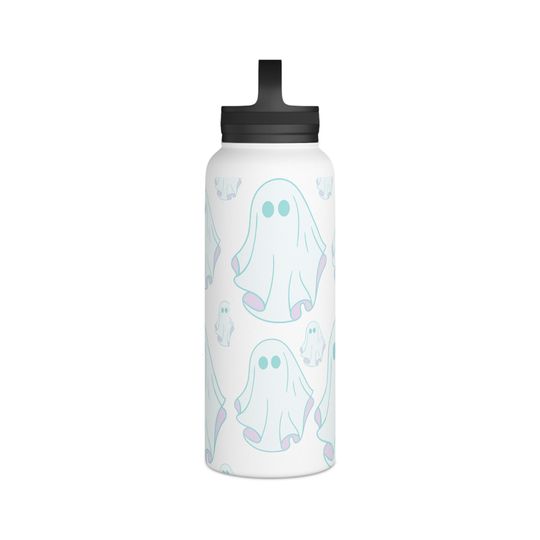 Cute lil ghosty Stainless Steel Water Bottle, Handle Lid