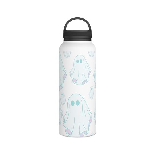 Cute lil ghosty Stainless Steel Water Bottle, Handle Lid