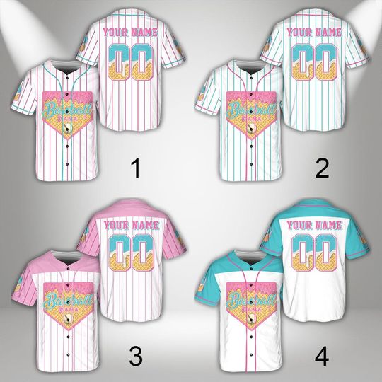 Personalized Ice Cream Drip Baseball Jersey - Custom Ice Cream Waffle Shirt