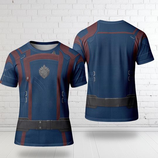 Guardian Of The Galaxy Uniform Costume 3D T-Shirt, Guardian Of The Galaxy Cosplay Costume Tee, Superhero Halloween All Over Print Tee