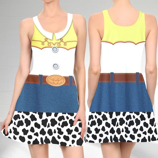 Jessie Cowgirl 3D Cosplay Costume Skater Dress, Toy Story And Dress, Jessie Toy Story Mom Daughter Dress, Jessie Toy Story Dress Gift