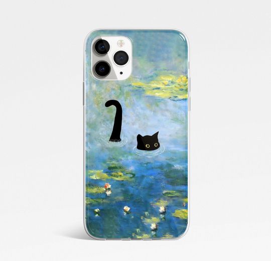 Funny Cat Phone Case Cat Meme Cat lover Cute Cat Art Cover For iPhone 16 Pro, 14, 15, 13, 12, 11, XR Samsung S24, S23, A55, A54, Pixel 8 Pro