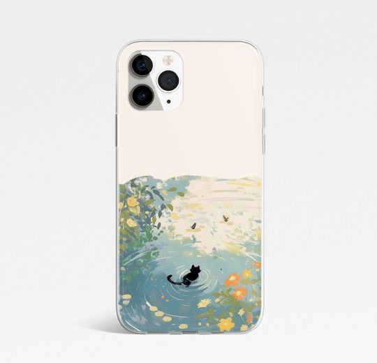 Funny Cat Phone Case Cat Meme Cat lover Cute Cat Art Cover For iPhone 16 Pro, 14, 15, 13, 12, 11, XR Samsung S24, S23, A55, A54, Pixel 8 Pro