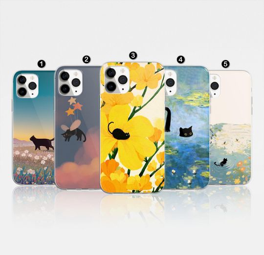 Funny Cat Phone Case Cat Meme Cat lover Cute Cat Art Cover For iPhone 16 Pro, 14, 15, 13, 12, 11, XR Samsung S24, S23, A55, A54, Pixel 8 Pro