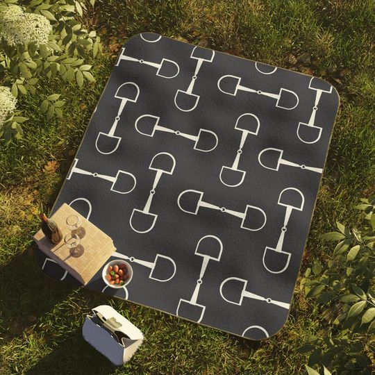 Horse Snaffle Bit Picnic Blanket, Equestrian Living