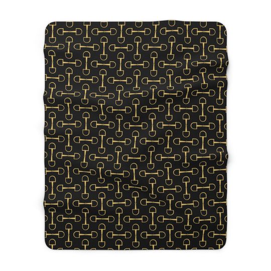 Horse Snaffle Bit Sherpa Fleece Blanket, Equestrian
