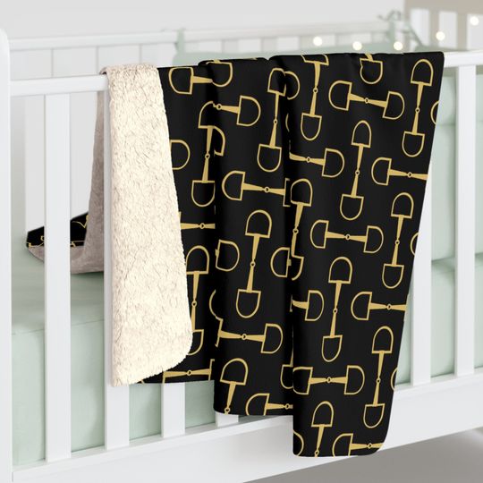 Horse Snaffle Bit Sherpa Fleece Blanket, Equestrian