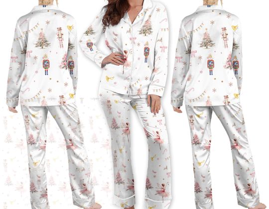 Nutcracker Christmas Pajama Set Women, Nutcracker Ballet Pajama Set Family, Pink Nutcracker Womens Pajama Set, Nutcracker Holiday Gifts