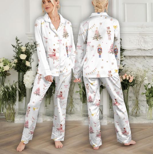 Nutcracker Christmas Pajama Set Women, Nutcracker Ballet Pajama Set Family, Pink Nutcracker Womens Pajama Set, Nutcracker Holiday Gifts