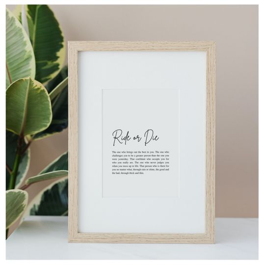 Ride or die wall art, Printable friendship wall art, Ride or die gift, Minimalist friendship print, Ride or die print