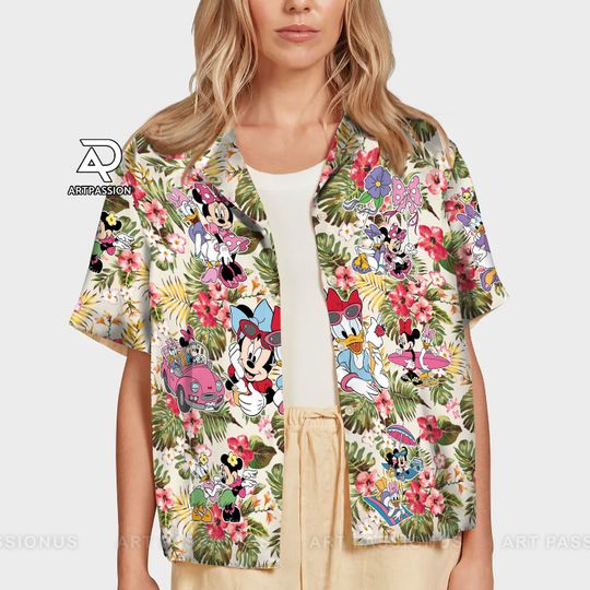 Minnie Daisy Hawaiian Shirt, Disney Besties Hawaii Shirt, Floral Disney Hawaiian Shirt