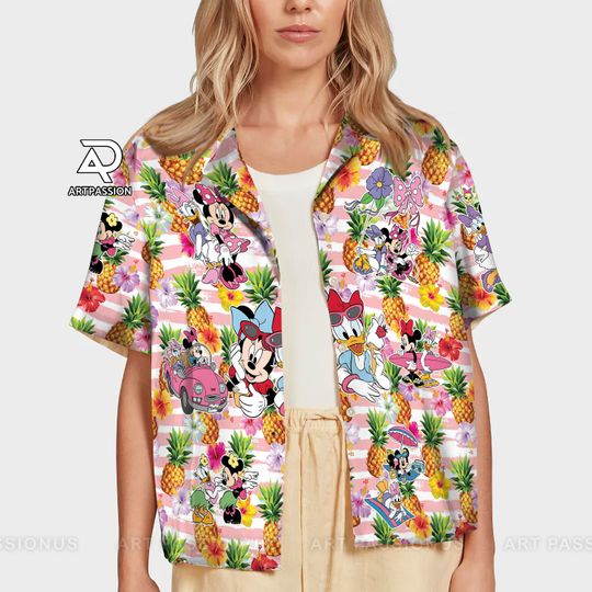 Funny Minnie and Daisy Hawaiian Shirt, Pineapple Disney Hawaiian Shirt