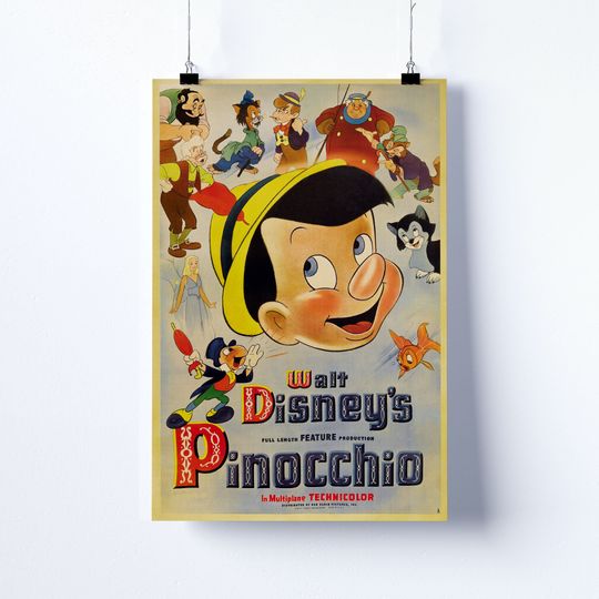 Disney Pinocchio Animated Character Poster