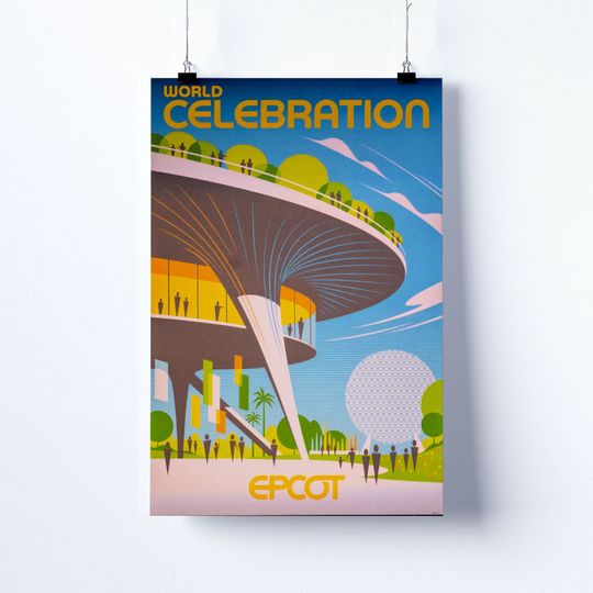 Disney World Celebration Poster, Disney Epcot Poster