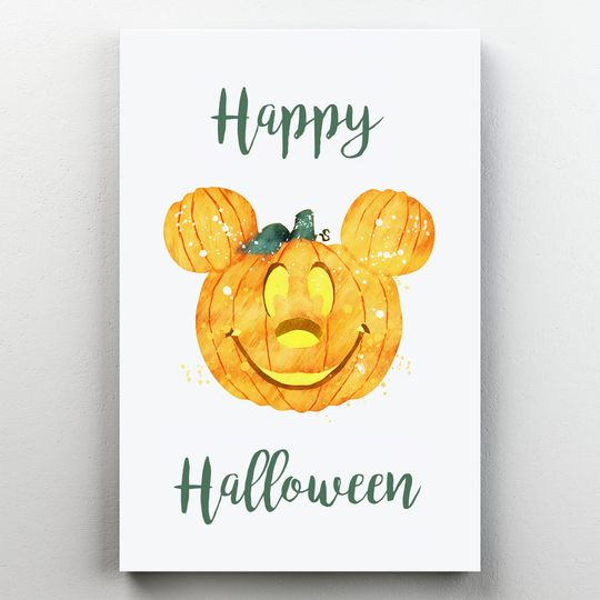Disney Halloween Pumpkin Mickey Head Poster