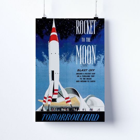 Rocket Tomorrowland Poster,Vintage Rocket Disney Poster