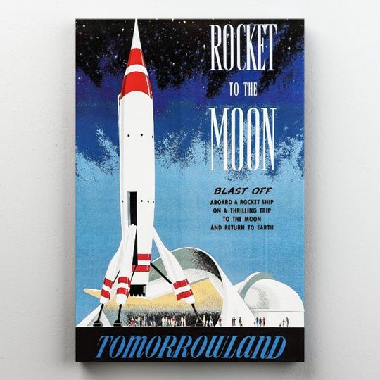 Rocket Tomorrowland Poster,Vintage Rocket Disney Poster