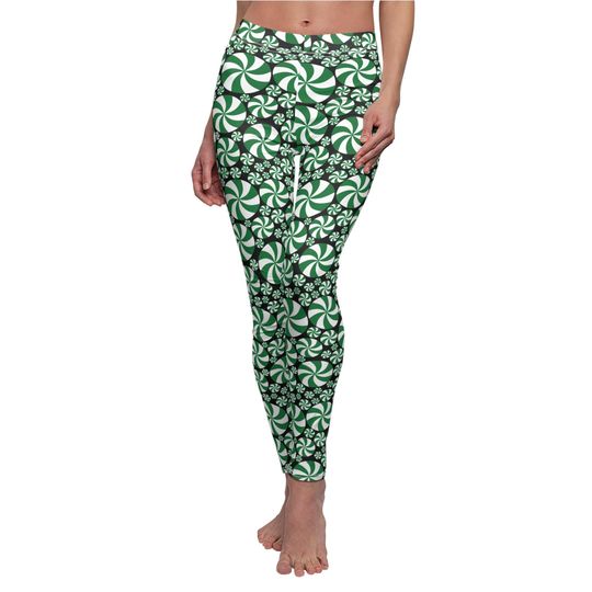 Green Peppermint Leggings in black