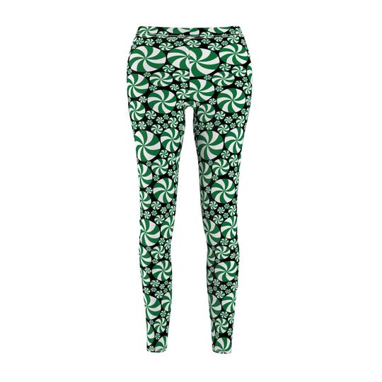 Green Peppermint Leggings in black