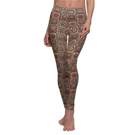 Christmas Granny Square Leggings for Women – Festive Holiday Outfit