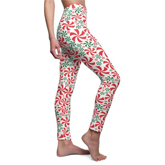 Red and Green Peppermint Leggings
