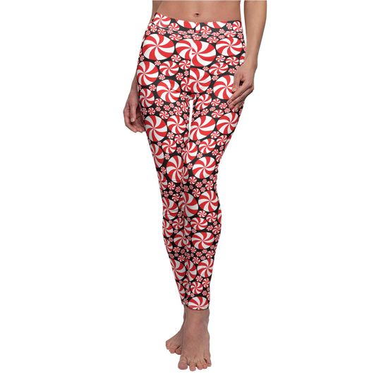 Red Peppermint Leggings in black