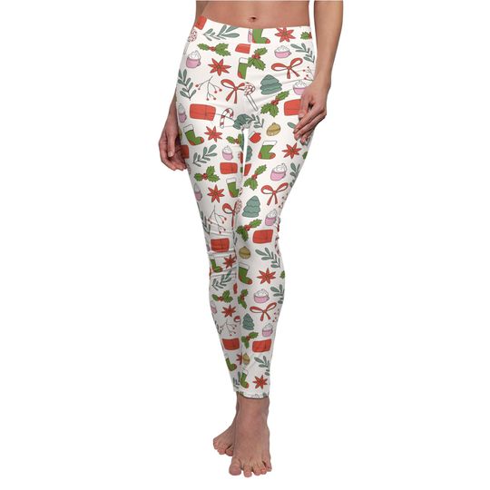 Festive Christmas Leggings | Seasonal Pattern Yoga Pants | Holiday Workout Wear