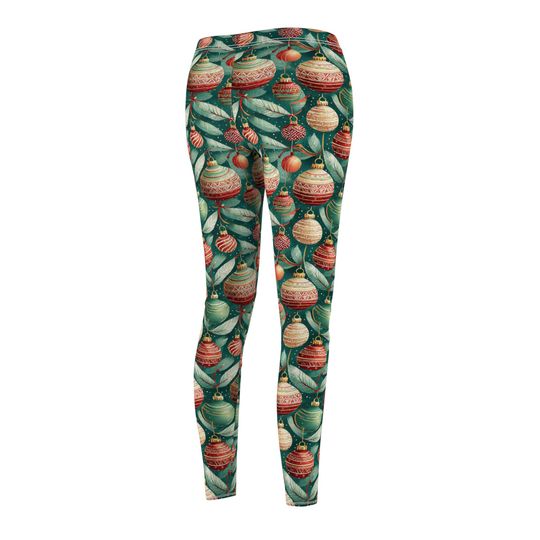 Festive Christmas Ornament Print Leggings for Women