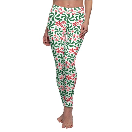 Green and Red Peppermint Leggings