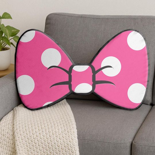 Pink Mouse Dot Bow Shaped Pillow