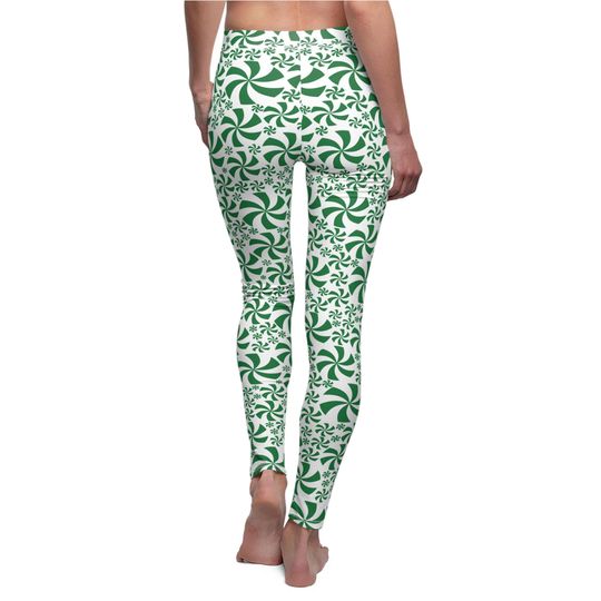 Green Peppermint Leggings for Women – Festive Christmas Outfit