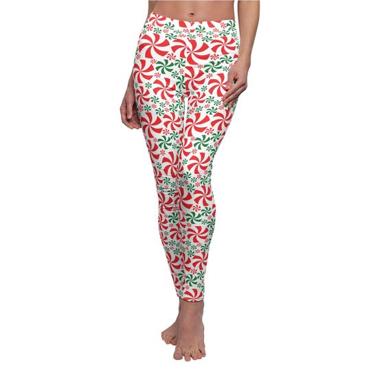 Red and Green Peppermint Leggings