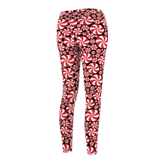 Red Peppermint Leggings in black