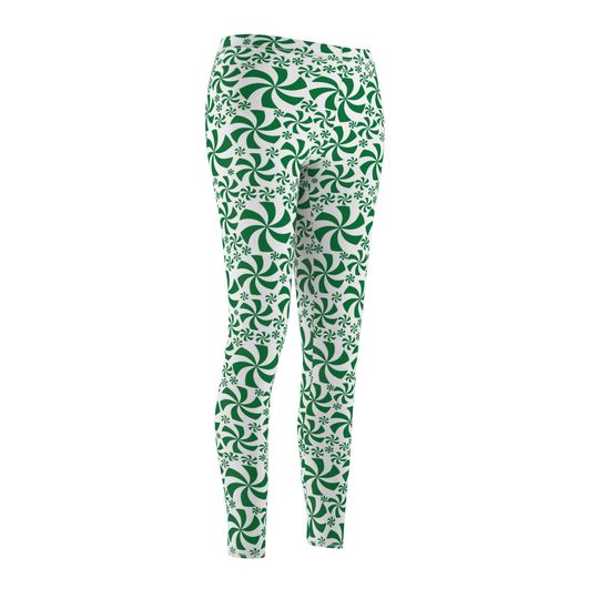 Green Peppermint Leggings for Women – Festive Christmas Outfit