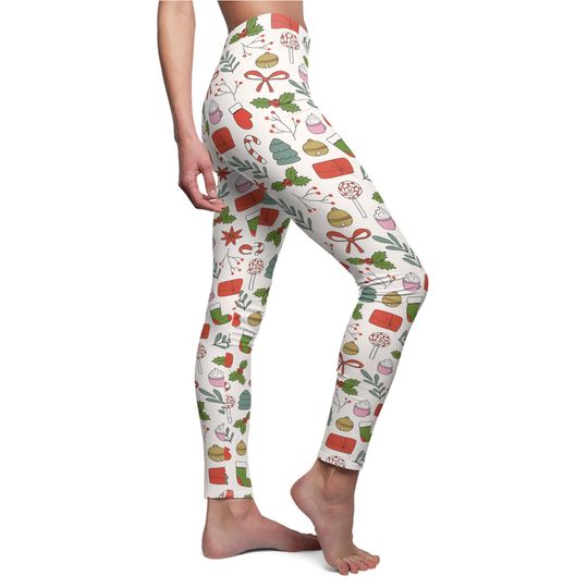 Festive Christmas Leggings | Seasonal Pattern Yoga Pants | Holiday Workout Wear