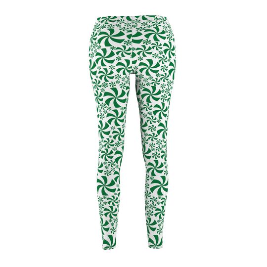 Green Peppermint Leggings for Women – Festive Christmas Outfit