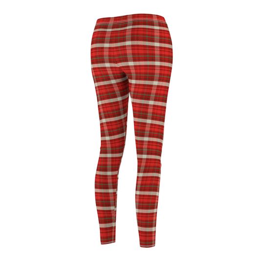 Women's Red Plaid Leggings | Cozy Tartan Print Pants | Stylish Activewear