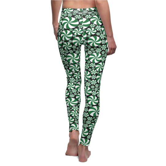 Green Peppermint Leggings in black