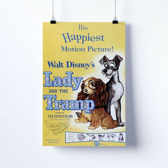 Vintage Disneyland Lady And The Tramp Attraction Poster