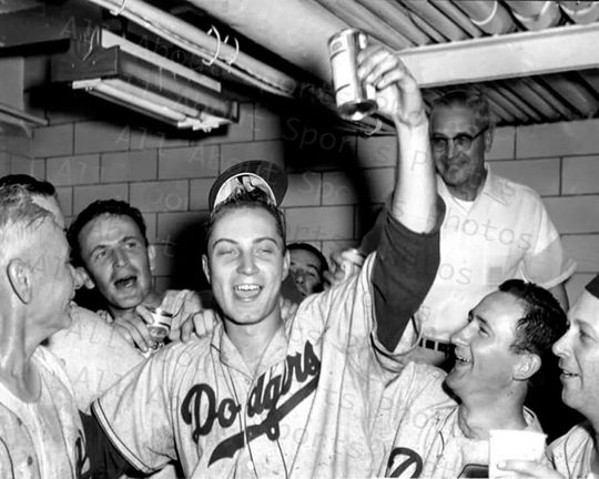 Johnny Podres Celebrates Brooklyn Dodgers 1955 World Series Victory