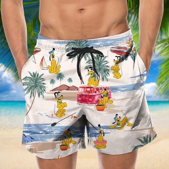 Pluto Hawaiian Shirt, Disney Pluto Shirt, Pluto Shirt, Pluto Men Shorts