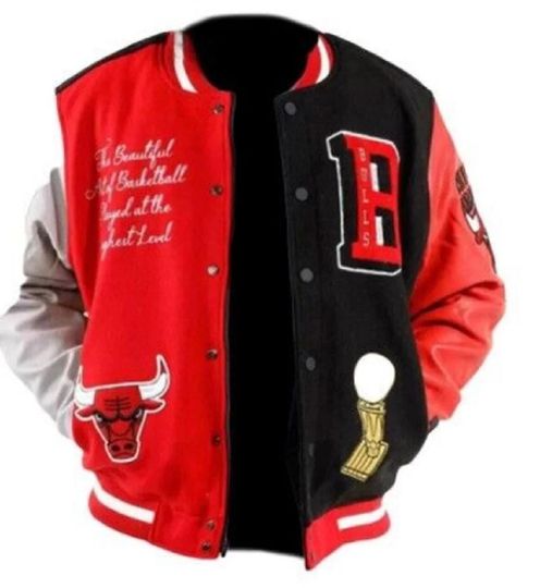 Men's Chicago Bulls NBA Wool & Leather Baseball Jacket