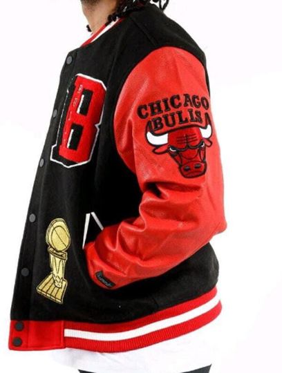 Men's Chicago Bulls NBA Wool & Leather Baseball Jacket