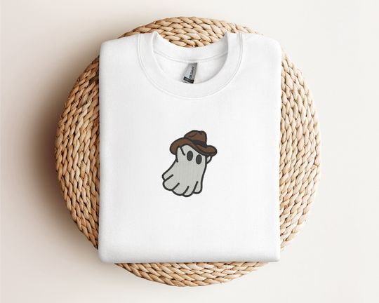 Embroidered Western Ghost Sweatshirt | Western Ghost Embroidery Crewneck