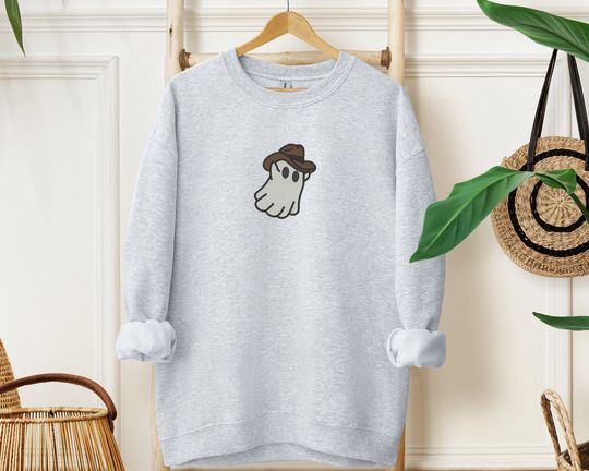 Embroidered Western Ghost Sweatshirt | Western Ghost Embroidery Crewneck