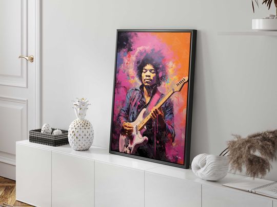 Jimi Hendrix Canvas Art - Guitarist Art Print, Vibrant Musician Wall Poster